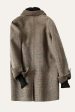 Grey Wool Blend Plaid One Button Lapel Neck Coat Fashion