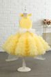 Yellow Halter Flower Girl Dress For Cheap