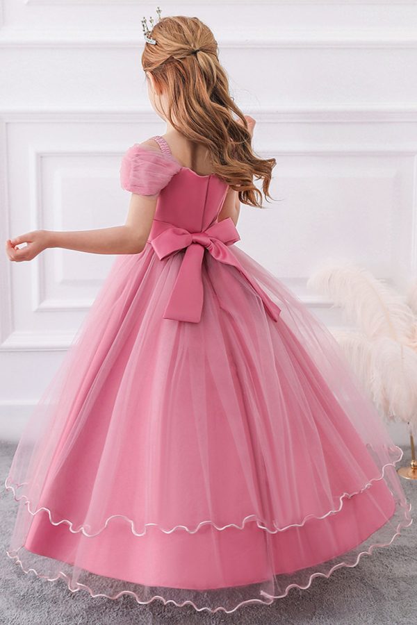 A-Line Beaded Blush Girls Dresses with Appliques Cheap