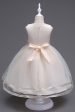 Boat Neck Tulle White Girls Dresses with Bow For Cheap