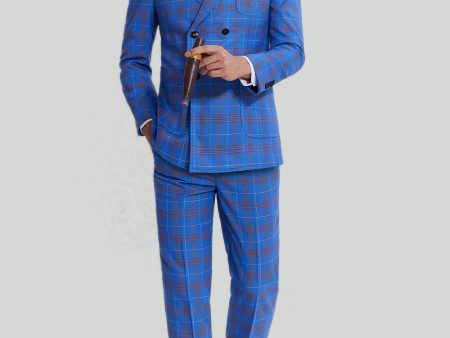 Blue Plaid Men s 3 Piece Tuxedo Suits Online now