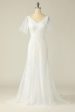 White V Neck Lace Wedding Dress Online