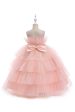 Pink Tulle A Line Flower Girl Dress with Bow on Sale