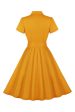 Yellow Swing V Neck Vintage Dress With Short Sleeves For Discount