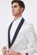 Sparkly White Floral Embroidered Shawl Lapel Men s Blazer Cheap