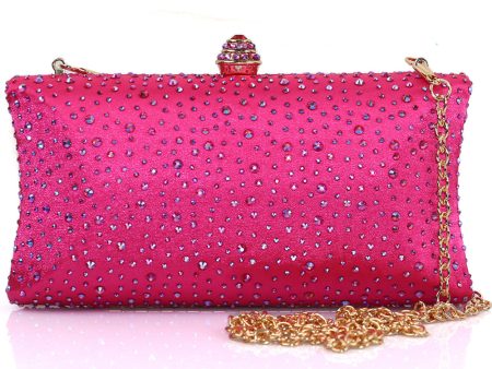 Sparkly Fuchsia Rhinestone Evening Party Handbag Online Hot Sale