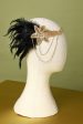 1920s Black and Gold Feather Beaded Headband Online Sale