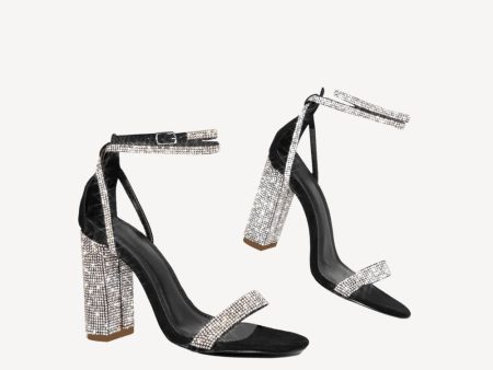 Rhinestone Chunky Heel One Buckle Sexy High Heel Sandals Online