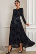 A-Line Long Sleeves Lace Black Formal Dress with Sash Hot on Sale