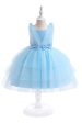 Blue Tulle Girl Party Dress with Bows For Discount