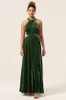 Elegant A Line V Neck Dark Green Covertible Wear Velvet Long Bridesmaid Dress For Cheap