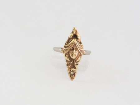 Vintage Face Ring 14K Fashion