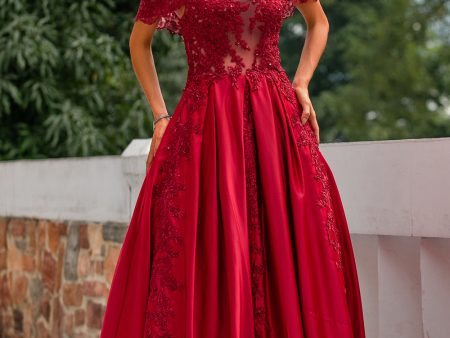 Red Off the Shoulder Long Prom Dress Online Sale