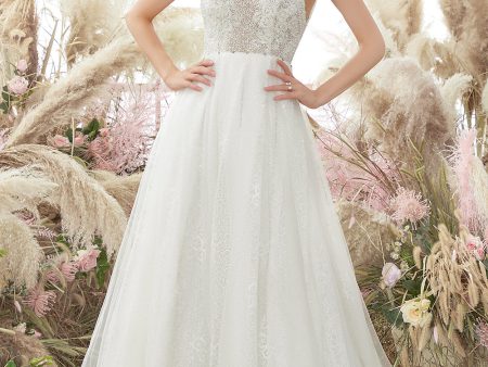 V neck Blackless Wedding Dress Online Sale